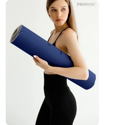 Коврик для йоги и фитнеса 183x80x0,7см TPE PROIRON К1887ТСФ серо-фиолетовый