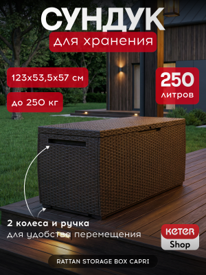 Сундук для хранения Капри 305л, коричневый (RATTAN STORAGE BOX CAPRI)