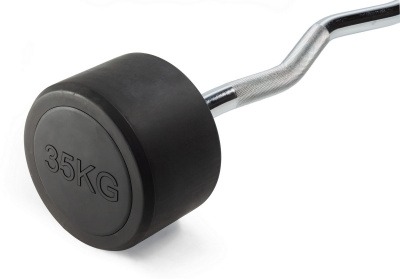 Штанга неразборная обрезиненная 35 кг. Изогнутый гриф VictoryFit VF-DX5350