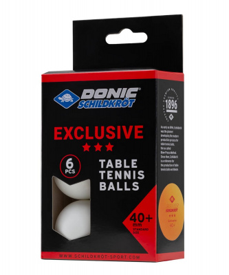 Мяч для настольного тенниса Donic 3* Exclusive, 6 шт белый
