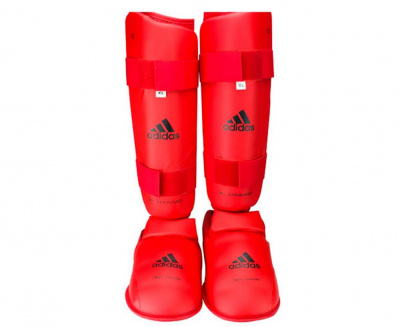 Защита голени и стопы Adidas WKF Shin & Removable Foot красная 661.35