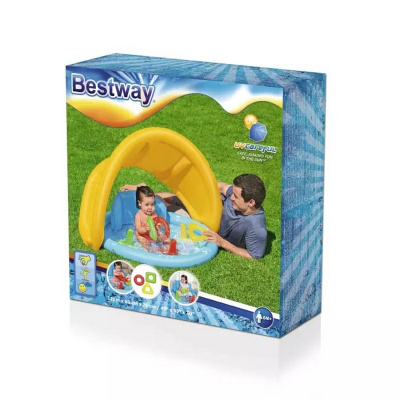 Детский надувной бассейн 115х89x76см, 45л, от 6 мес. Bestway Морская ракушка, с навесом 52568