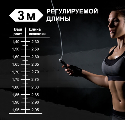 Скакалка Fortius ПВХ шнур 3 м ручки (серебристые)