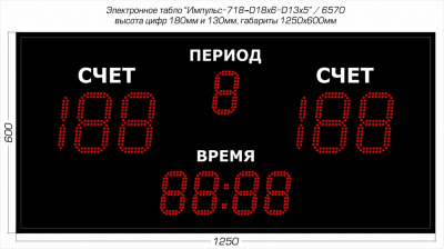 Универсальное спортивное табло Импульс 718-D18x6-D13x5