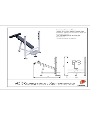 Скамья для штанги со стойками с обратным наклоном ARMS AR013 | Premium Fitness