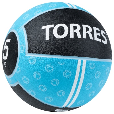 Медбол 5кг, d25,4см, резина Torres AL00235 черно-голубой