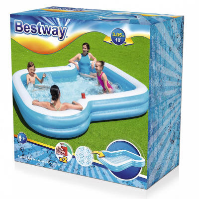 Детский надувной бассейн Bestway 305х274х46см Солнечный с сиденьем и подстаканником, 1207л, от 3 лет 54321