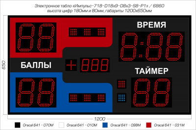 Табло для самбо Импульс 718-D18x9-D8x3-S8-P1