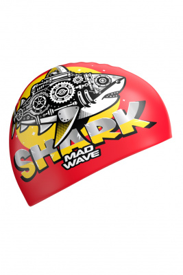 Юниорская силиконовая шапочка Mad Wave Shark M0575 12 0 05W красный
