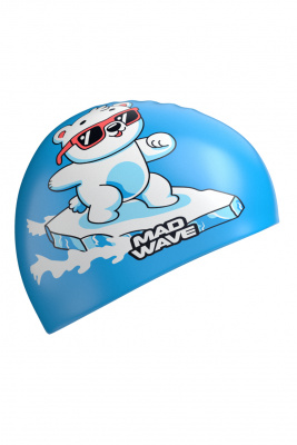 Юниорская силиконовая шапочка Mad Wave Bear M0575 11 0 00W голубой