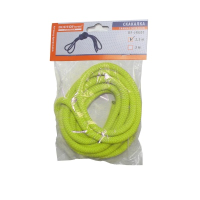 Скакалка гимнастическая Body Form BF-SK03 (BF-JRGL01) 2.5м, 150гр. (лимонный)