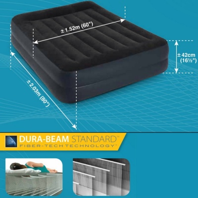 Надувная кровать Intex Pillow Rest Raised Bed 152х203х42см встроенный насос 220V 64124