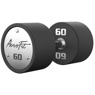 Набор полиуретановых гантелей, 52,5-60 кг, 4 пары, шаг 2,5 кг Aerofit AFPUDB52.5-60 черный, рукоятки хромированные