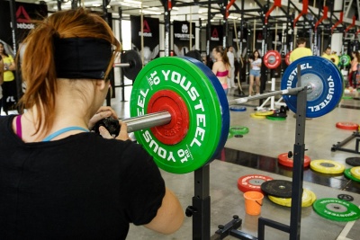 Диск 25кг каучуковый соревновательный YouSteel красный