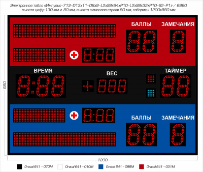 Табло для самбо Импульс 713-D13x11-D8x9-L2xS8x64xP10-L2xS8x32xP10-S2-P1