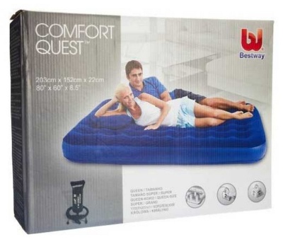 Надувной матрас Bestway Flocked Air Bed With Air Pump(Queen) 203х152х22 см 67374
