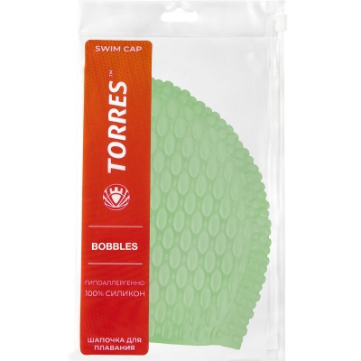 Шапочка для плавания Torres Bobbles, силикон SW-12204GR зеленый