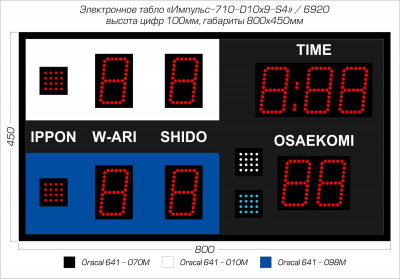Табло для дзюдо Импульс 710-D10x9-S4
