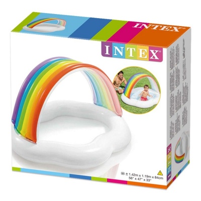 Детский надувной бассейн 142х119х84см Intex Радуга в облаках 57141
