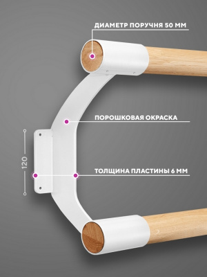 Настенный двухуровневый балетный станок Poleaction Эстетика HOME 516