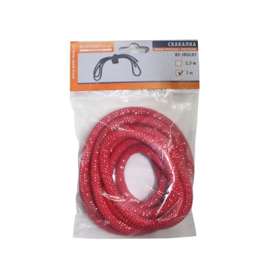 Скакалка гимнастическая с люрексом Body Form BF-SK04 (BF-JRGL01) 3м, 180гр (красный)