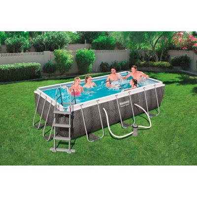 Каркасный бассейн прямоугольный 404х201х100см Bestway Power Steel 56721 Ротанг