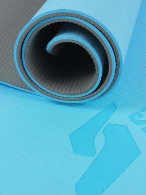 Коврик для фитнеса и йоги, TPE, 183х61х0,6см Start Up ZH-01 Blue\Gray