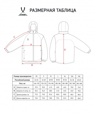 Куртка ветрозащитная Jogel PREMIER PerFormPROOF FZ Rain Jacket, красный