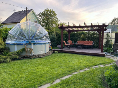 Круглый купольный тент Pool Tent на бассейн d457см PT457-G серый