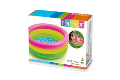 Детский надувной бассейн 61x22см Intex Радуга, с надувным дном 57107