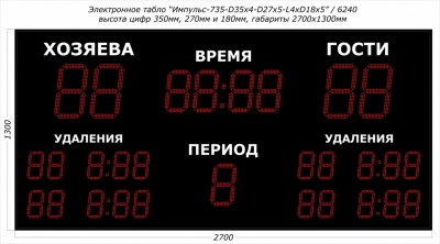 Табло для хоккея Импульс 735-D35x4-D27x5-L4xD18x5