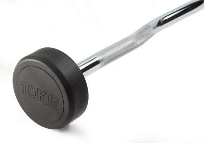 Штанга неразборная обрезиненная 10 кг. Изогнутый гриф VictoryFit VF-DX5100