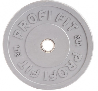 Диск для штанги каучуковый, цветной, d51 5кг Profi-Fit
