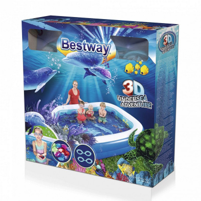 Детский надувной бассейн, прямоугольный 262x175x51см Bestway Поиски сокровищ 3D 54177