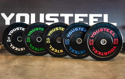 Диск каучуковый для штанги YouSteel тренировочный черный 25кг