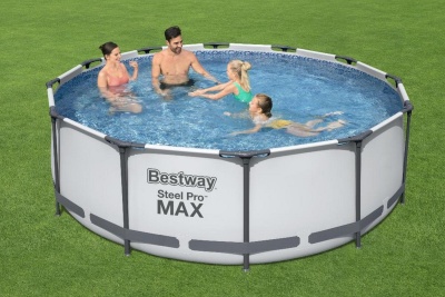 Каркасный бассейн круглый 366х100см+фильтр-насос Bestway Steel Pro Мах 56418