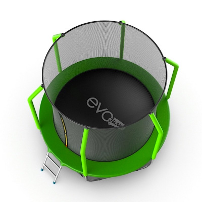 Батут с внутренней сеткой и лестницей EVO Jump Cosmo 8ft + нижняя сеть, зеленый