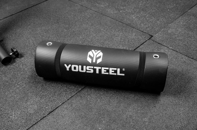 Фитнес коврик YouSteel 183х58х1,5 см черный, с кольцами