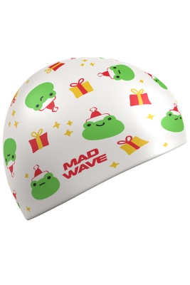 Силиконовая шапочка Mad Wave Happy New Year M0554 66 0 02W Белый