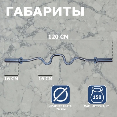 Гриф для штанги z-образный с замками L120 см D50мм V-Sport CT514