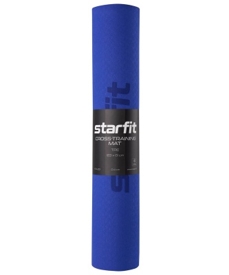 Коврик для йоги и фитнеса 183x61x0,4см Star Fit TPE FM-201 темно-синий\синий