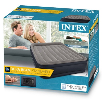Надувная кровать Intex Deluxe Pillow Rest Raised Bed 152х203х42см, встроенный насос 64136