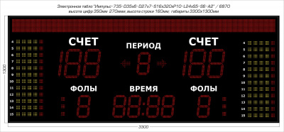 Табло для баскетбола Импульс 735-D35x6-D27x7-S16x320xP10-L24xS5-S6-A2