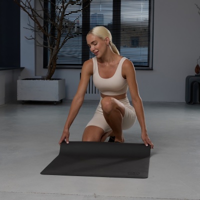 Влагостойкий коврик для йоги 185х68х0,4 см, PU Inex Yoga Mat HG\PUMATWP-BK черный