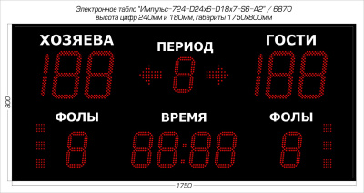 Табло для баскетбола Импульс 724-D24x6-D18x7-S6-A2