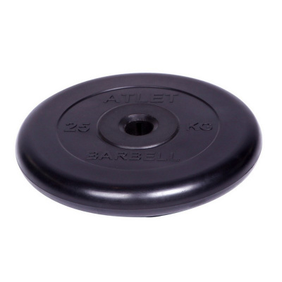 Диск обрезиненный d31мм MB Barbell Atlet 25кг черный MB-AtletB31-25