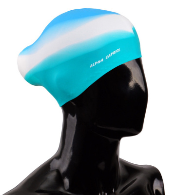 Шапочка для плавания, для длинных волос Alpha Caprice SCL 7 - skyblue\wh\turq