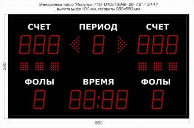Универсальное спортивное табло Импульс 710-D10x13xN6-S6-A2