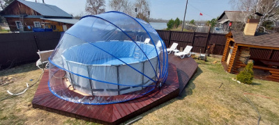 Круглый купольный тент павильон d450см Pool Tent для бассейнов и СПА PT450-B синий