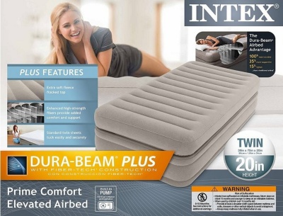 Надувная кровать Intex Prime Comfort Elevated Airbed 152х203х51см, встроенный насос 220V 64446